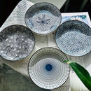 Ceramic Dinner Plates Set Of 4 Plates 4 Styles Dining Tableware High-Quality - Indigo - Size Pack of 4 pieces
