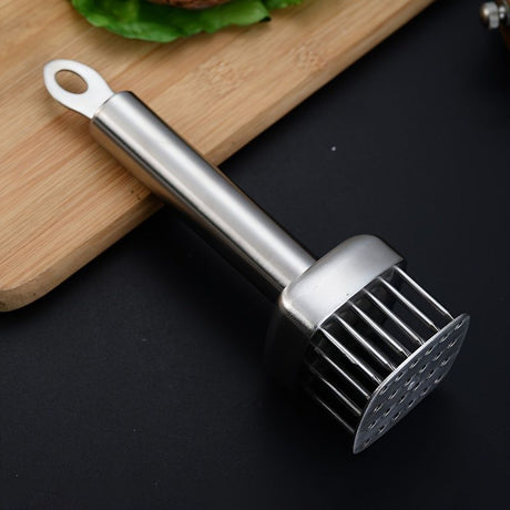 Silver White meat tenderizer, stainless steel, kitchen tool, tender meat, cooking essential, Australian kitchen, beef tenderizer, chicken tenderizer, marinating tool, kitchen gadget