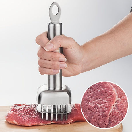 Silver White meat tenderizer, stainless steel, kitchen tool, tender meat, cooking essential, Australian kitchen, beef tenderizer, chicken tenderizer, marinating tool, kitchen gadget