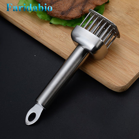 Silver White meat tenderizer, stainless steel, kitchen tool, tender meat, cooking essential, Australian kitchen, beef tenderizer, chicken tenderizer, marinating tool, kitchen gadget