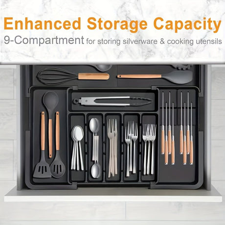 kitchen utensil set, organizer tray, wooden look handles, stainless steel utensils, heat resistant kitchen tools, Australian kitchenware, home cook essentials, non-stick safe utensils, kitchen drawer organizer, cooking utensils set