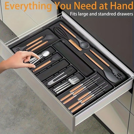 kitchen utensil set, organizer tray, wooden look handles, stainless steel utensils, heat resistant kitchen tools, Australian kitchenware, home cook essentials, non-stick safe utensils, kitchen drawer organizer, cooking utensils set