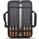 BBQ skewer set, outdoor barbecue Australia, stainless steel skewers, wooden handle skewers, portable skewer set, kebab sticks, grilling accessories