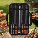 BBQ skewer set, outdoor barbecue Australia, stainless steel skewers, wooden handle skewers, portable skewer set, kebab sticks, grilling accessories