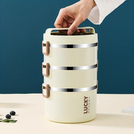 White stainless steel bento box, multi-layer lunch box, food storage container, Australian kitchenware, reusable lunch box, leak-proof food container