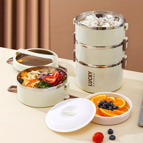 White stainless steel bento box, multi-layer lunch box, food storage container, Australian kitchenware, reusable lunch box, leak-proof food container
