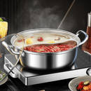 Silver double-layer hot pot, stainless steel hot pot, multi-flavor hot pot, kitchen utensil, durable hot pot, induction compatible hot pot, family dining gift