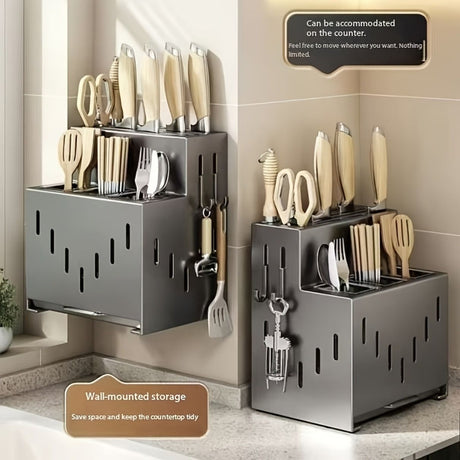 Gray kitchen knife storage rack, kitchen utensils organizer, knife holder, kitchen storage solution, high-quality kitchen rack, knife block organizer, countertop knife rack, Australian kitchen storage, kitchen tool organizer