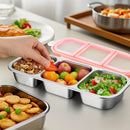Silver 2PCS 3-in-1 snack containers, food storage containers, snack containers with lid, compartment snack containers, portion control containers, australian food storage, BPA-free snack boxes, lunchbox containers australia