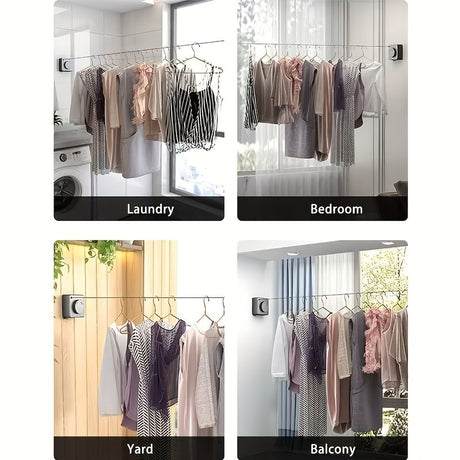 White wall-mounted clothes hanger, adjustable hanger, laundry hanger, home organization, high-quality hanger, space saving hanger, wall clothes rail, Australian home, coat hanger wall mount