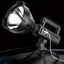 large LED searchlight, portable rechargeable flashlight, USB C camping light, multi-mode work light, emergency power bank flashlight, outdoor patrol light, Australian camping gear, battery level display flashlight - Black - Size High-end configuration