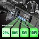 large LED searchlight, portable rechargeable flashlight, USB C camping light, multi-mode work light, emergency power bank flashlight, outdoor patrol light, Australian camping gear, battery level display flashlight - Black - Size High-end configuration
