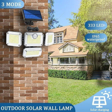 solar outdoor light, motion sensor wall light, waterproof led light, rotatable solar panel, Australian outdoor lighting, energy saving garden light, dusk to dawn light - White light - Size 1PCS