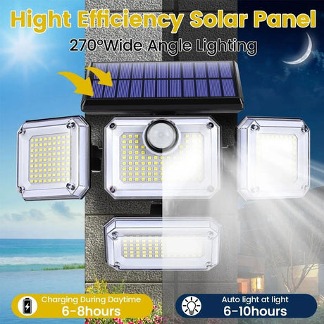 solar outdoor light, motion sensor wall light, waterproof led light, rotatable solar panel, Australian outdoor lighting, energy saving garden light, dusk to dawn light - White light - Size 2PCS