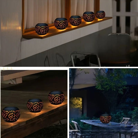 solar table lamp, outdoor metal lamp, IP65 lamp, ambient projection light, garden night light, bedroom decor lamp, party lighting, Australian outdoor decor - Black - Size 2PCS
