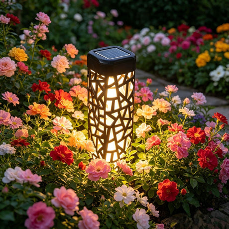 solar garden lights, outdoor waterproof lights, warm white LED pathway lights, automatic dusk to dawn lights, landscape lighting, lawn lights, patio lights, driveway lights, solar stake lights, Australian outdoor lights - White light - Size 6PCS