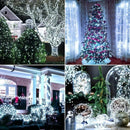 solar outdoor string lights, 300LED solar lights, copper wire fairy lights, 8-pattern solar lights, garden lights Australia, courtyard lights, Christmas lights, party lights, wedding lights, warm white, cool white, multi-color solar lights - White light -