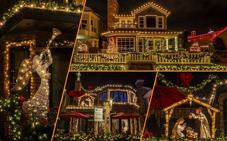 solar outdoor string lights, 300LED solar lights, copper wire fairy lights, 8-pattern solar lights, garden lights Australia, courtyard lights, Christmas lights, party lights, wedding lights, warm white, cool white, multi-color solar lights - White light -