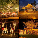 solar outdoor string lights, 300LED solar lights, copper wire fairy lights, 8-pattern solar lights, garden lights Australia, courtyard lights, Christmas lights, party lights, wedding lights, warm white, cool white, multi-color solar lights - White light -