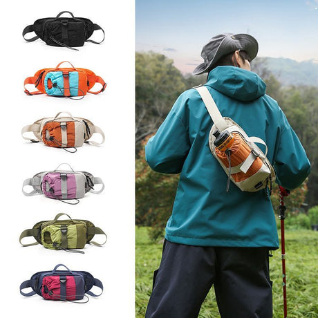 Travel Waist Pack Hiking Waist Pack Water Bottle Storage Pack Outdoor Accessory - Blue - Size routine