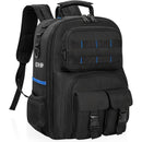 Black travel backpack, multi-pocket backpack, comfortable backpack, backpack with waist support, backpack with rubber feet, organizer backpack, durable backpack