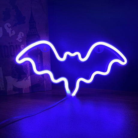 Bat LED Neon Light - Blue - Size M