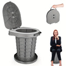 Gray Black collapsible camping toilet, portable outdoor toilet, camping furniture Australia, lightweight camping gear, compact toilet for travel, camping sanitation solution