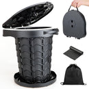 Gray Black collapsible camping toilet, portable outdoor toilet, camping furniture Australia, lightweight camping gear, compact toilet for travel, camping sanitation solution
