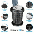 Gray Black collapsible camping toilet, portable outdoor toilet, camping furniture Australia, lightweight camping gear, compact toilet for travel, camping sanitation solution