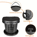 Black collapsible camping toilet, portable outdoor toilet, camping furniture Australia, lightweight camping gear, compact toilet for travel, camping sanitation solution
