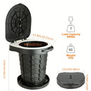 Black collapsible camping toilet, portable outdoor toilet, camping furniture Australia, lightweight camping gear, compact toilet for travel, camping sanitation solution