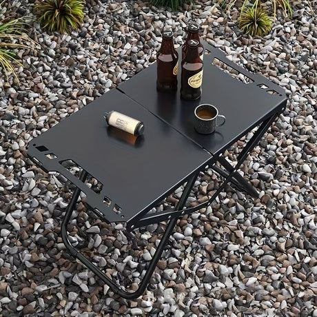 folding camping table, camping furniture, outdoor table, portable table, camping gear, Australian outdoors, picnic table, beach table, compact table, sturdy table-black