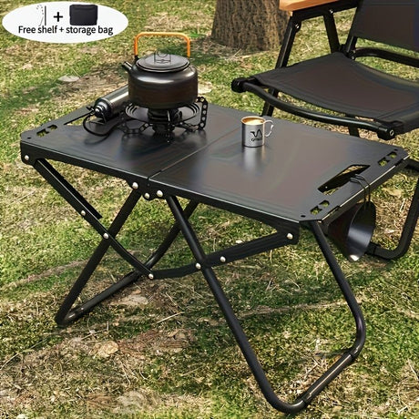 folding camping table, camping furniture, outdoor table, portable table, camping gear, Australian outdoors, picnic table, beach table, compact table, sturdy table-black