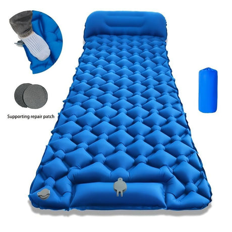 Camping Inflatable Mattress Breathable Camping Mattress Nylon Fabric Inflatable - Blue - Size 190cm