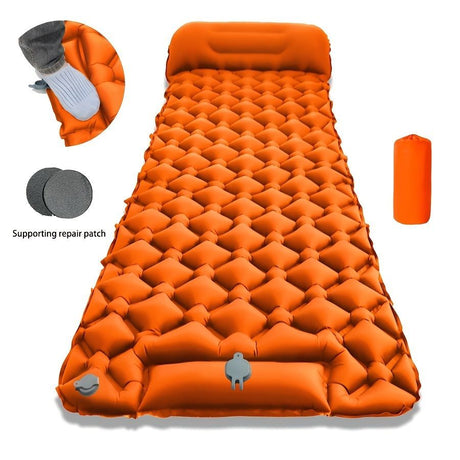 Camping Inflatable Mattress Breathable Camping Mattress Nylon Fabric Inflatable - Gray - Size 190cm