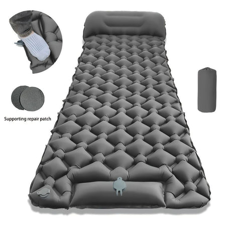 Camping Inflatable Mattress Breathable Camping Mattress Nylon Fabric Inflatable - navy blue - Size 190cm