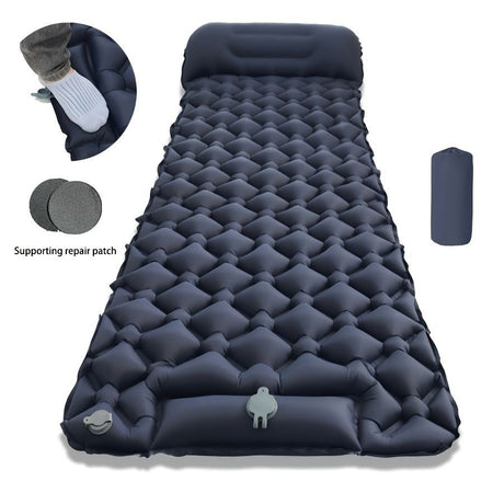 Camping Inflatable Mattress Breathable Camping Mattress Nylon Fabric Inflatable - Cyan - Size 190cm