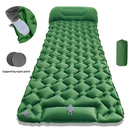 Camping Inflatable Mattress Breathable Camping Mattress Nylon Fabric Inflatable - Green - Size 190cm