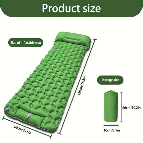 Camping Inflatable Mattress Breathable Camping Mattress Nylon Fabric Inflatable - Orange - Size 190cm