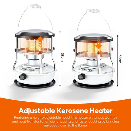 Portable Kerosene Heater Lift-Up Heater Indoor Outdoor Heater Camping Heater - White - Size set