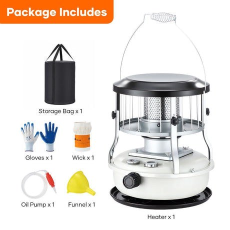 Portable Kerosene Heater Lift-Up Heater Indoor Outdoor Heater Camping Heater - White - Size set