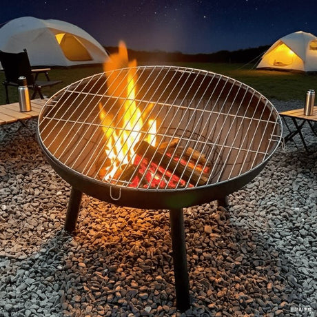 Outdoor Fire Pit Charcoal Fire Pit Camping Fire Pit Backyard Fire Pit Grilling - Black - Size set