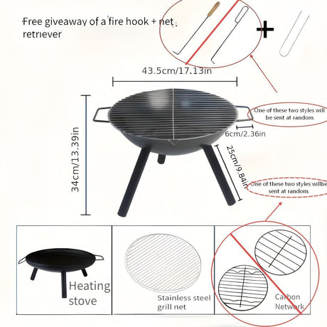 Outdoor Fire Pit Charcoal Fire Pit Camping Fire Pit Backyard Fire Pit Grilling - Black - Size set