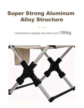 folding camping chair, portable outdoor seat, camping furniture, lightweight folding chair, carry bag included, Australian outdoor gear-Beige