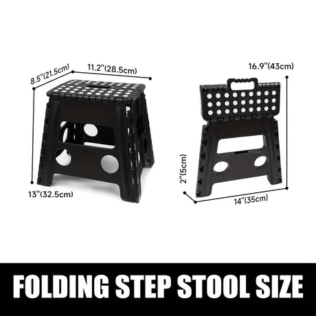 Black foldable camping stool, portable camping seat, lightweight outdoor furniture, durable stool for camping, compact camping gear