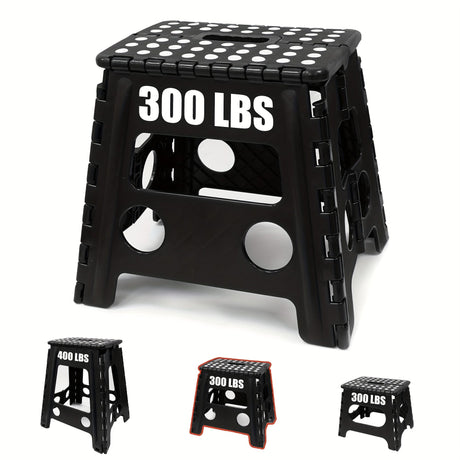 Black foldable camping stool, portable camping seat, lightweight outdoor furniture, durable stool for camping, compact camping gear