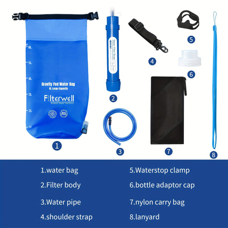 Blue portable shower bag, camping shower, TPU shower bag, hanging outdoor shower, 6L shower bag, lightweight shower, Australia camping gear, beach shower, hiking shower, outdoor hygiene