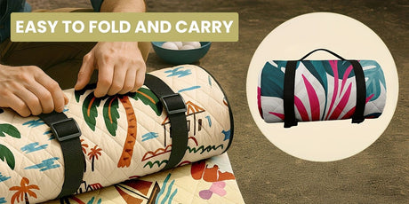 Outdoor Camping Quilted Picnic Mat – Three-Layer Design, Portable & Stylish