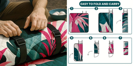 Outdoor Camping Quilted Picnic Mat – Three-Layer Design, Portable & Stylish