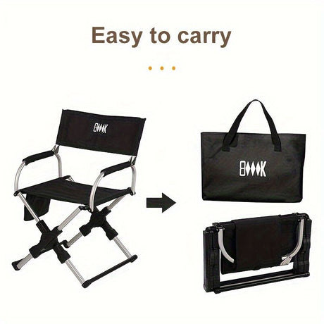 Folding camping chair, portable outdoor seat, camping furniture, lightweight folding chair, comes with carrying bag, Australian outdoor gear - black